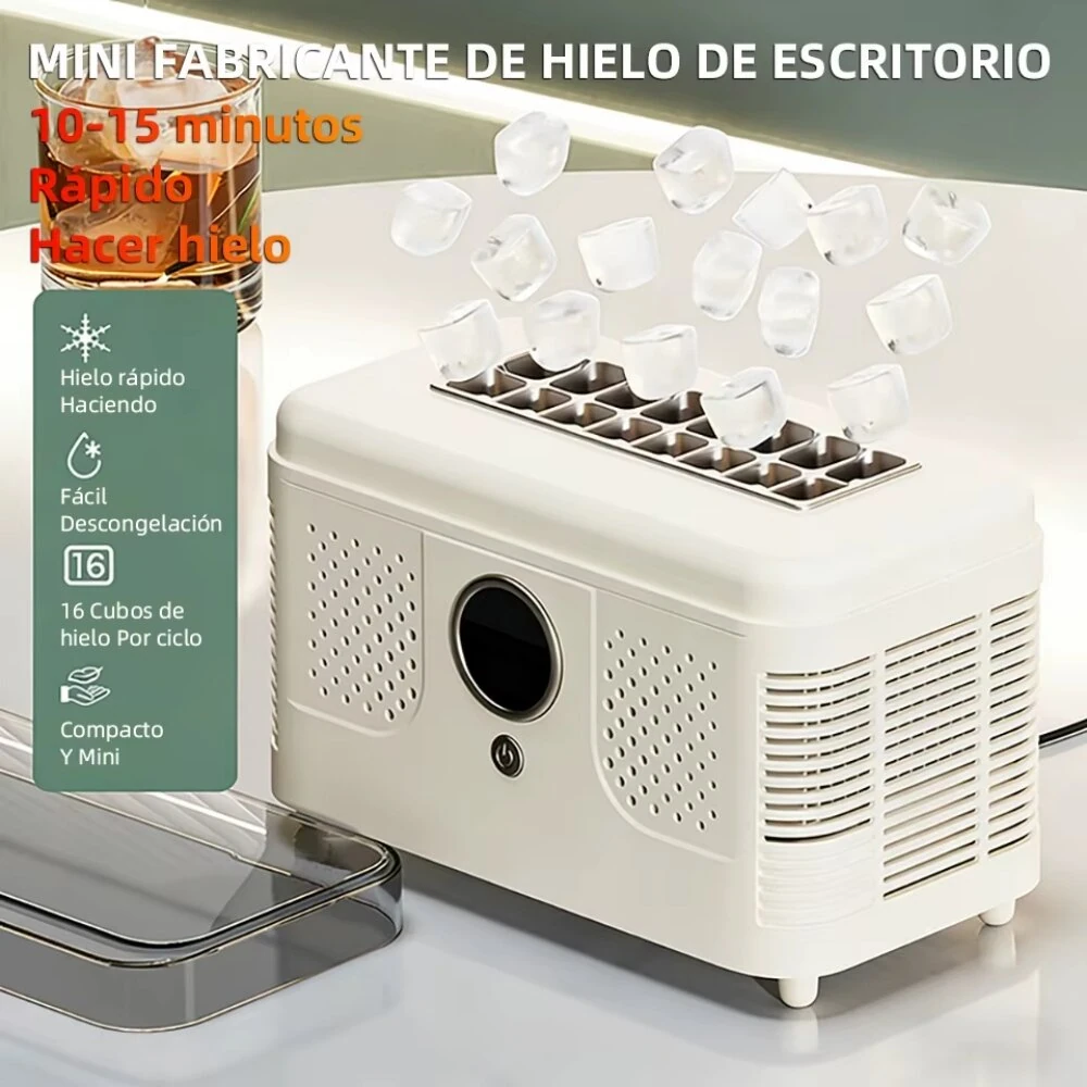 EXPED SMART Portable Mini Countertop Ice Maker 16 Solid Ice Cubes 15-20 Minutes Fast Ice Making Easy Ice Removal Low Noise for Home Office Camping Car Use — view 4
