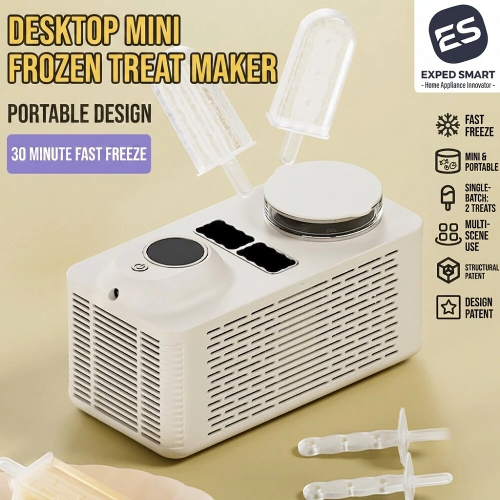 EXPED SMART Portable Mini Ice Lolly Maker Dual Slot 30Mins Fast Making Compact Countertop DIY Popsicle Maker for Home Office Car Camping — view 2