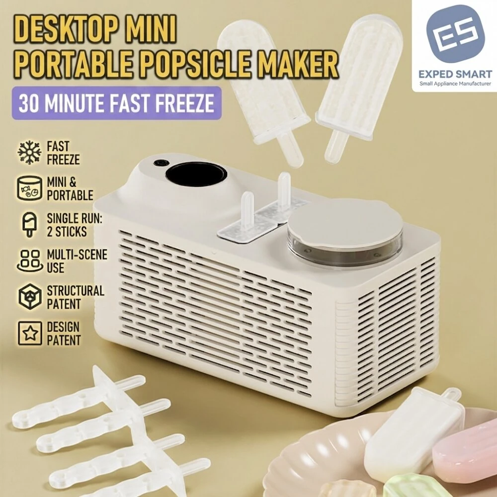 EXPED SMART Portable Mini Ice Lolly Maker Dual Slot 30Mins Fast Making Compact Countertop DIY Popsicle Maker for Home Office Car Camping — view 3