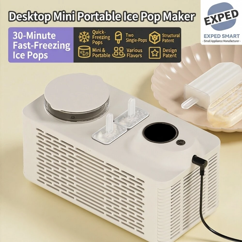 EXPED SMART Portable Mini Ice Lolly Maker Dual Slot 30Mins Fast Making Compact Countertop DIY Popsicle Maker for Home Office Car Camping — view 4