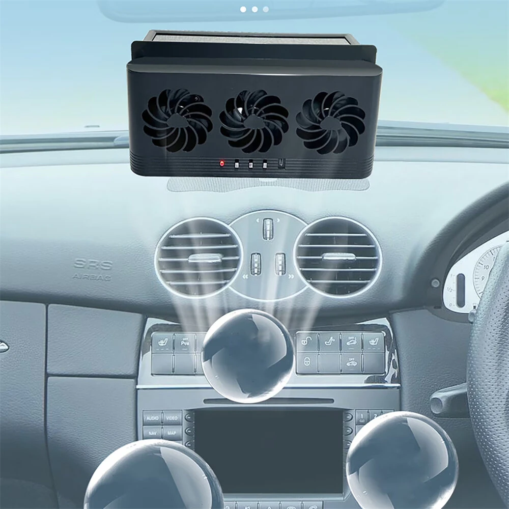 F-817 Solar Powered Car Exhaust Fan 3 Fans 2.5W Window Mount Cooling Vent USB Air Circulation Exhaust Fan — view 6