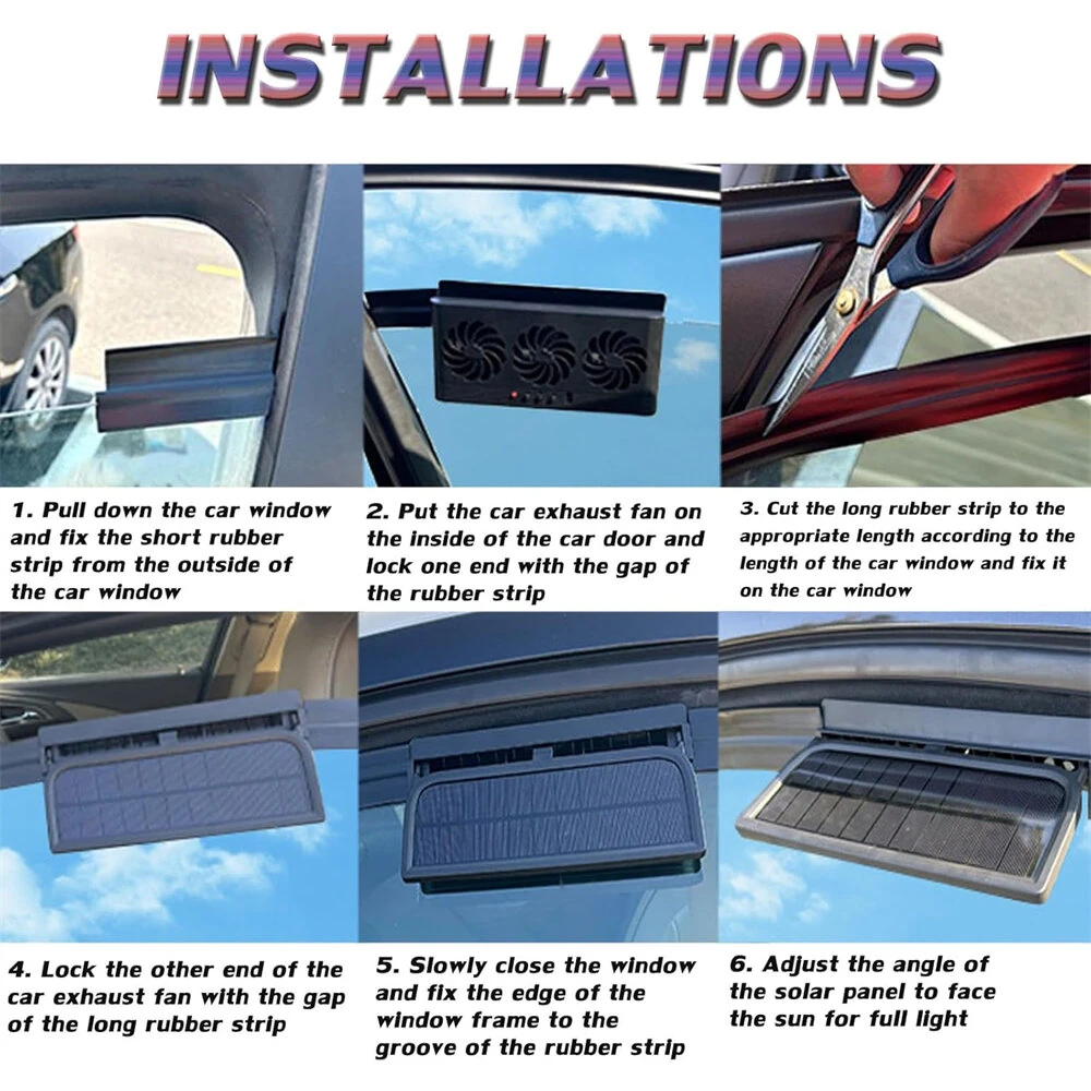 F-817 Solar Powered Car Exhaust Fan 3 Fans 2.5W Window Mount Cooling Vent USB Air Circulation Exhaust Fan — view 7