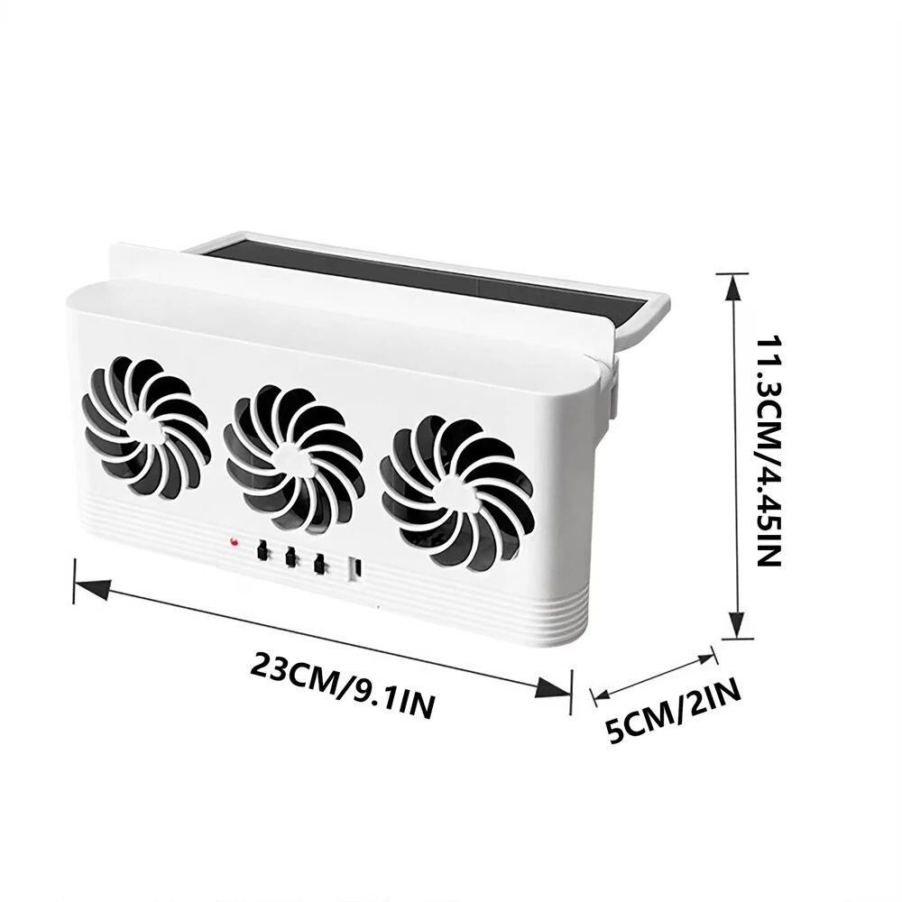 F-817 Solar Powered Car Exhaust Fan 3 Fans 2.5W Window Mount Cooling Vent USB Air Circulation Exhaust Fan — view 9