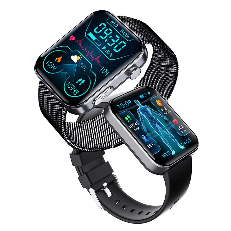 F300 2.1-inch HD Screen ECG Non-invasive Blood Glucose Testing Blood Component Analysis bluetooth Call Heart Rate Blood Pressure Blood Oxygen Monitor Sleep Monitoring SOS Function Multi-sport Modes IP67 Waterproof Smart Watch — Pricio
