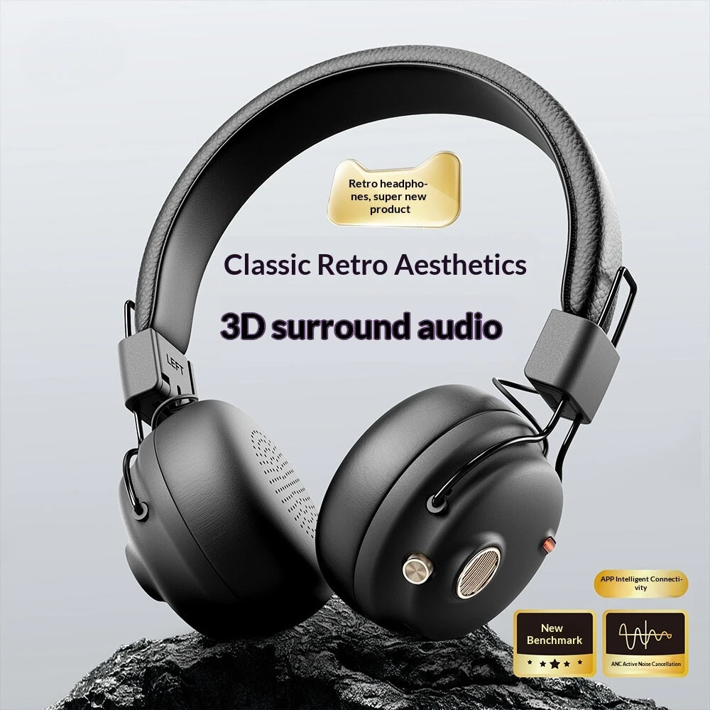 Fanji Wireless Headset bluetooth Headphones ANC Active Noise Cancelling 40mm Speaker 3D Spatial Audio 100H Playtime 800Amh Battery Support Wired Connection Sports Headphones — view 6
