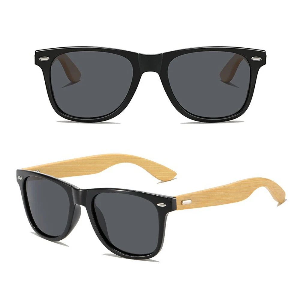 Fashion Bamboo Wood Vintage Square Sunglasses for Men Women Wooden Driving Fishing UV400 Sports Sun Glasses — view 10