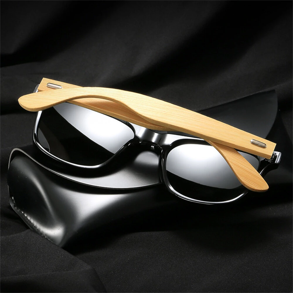 Fashion Bamboo Wood Vintage Square Sunglasses for Men Women Wooden Driving Fishing UV400 Sports Sun Glasses — view 3