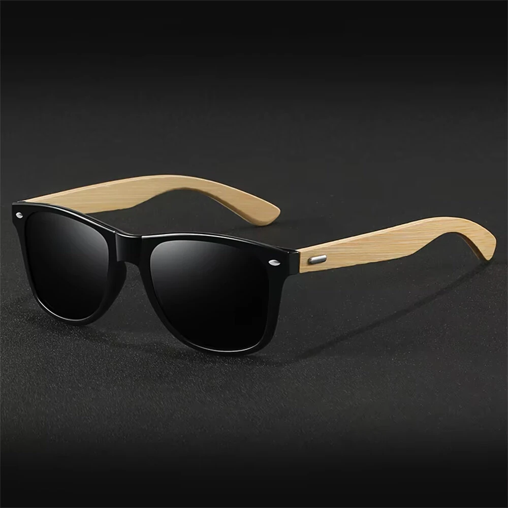 Fashion Bamboo Wood Vintage Square Sunglasses for Men Women Wooden Driving Fishing UV400 Sports Sun Glasses — view 4