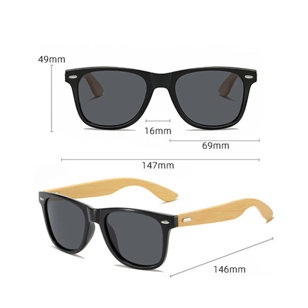 Fashion Bamboo Wood Vintage Square Sunglasses for Men Women Wooden Driving Fishing UV400 Sports Sun Glasses — view 5