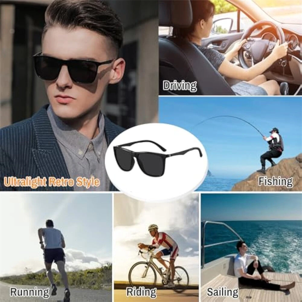 Fashion Black Square TAC Polarized Sunglasses UV400 Protection Sun Eyewear Glasses for Outdoor Cycling Driving Travel Fishing — view 7