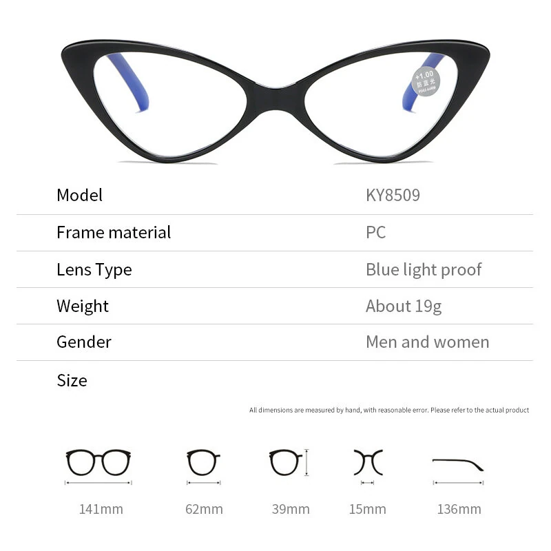 Fashion Classic Retro Cat Eye Type Reading Glasses for Women Anti Blue Light Presbyopic Eyeglasses — view 4