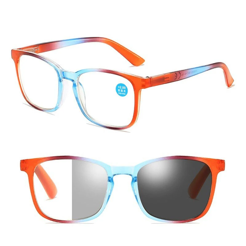 Fashion Photochromic Reading Glasses Anti-Blue Light HD UV Protection Lightweight Presbyopia Glasses
