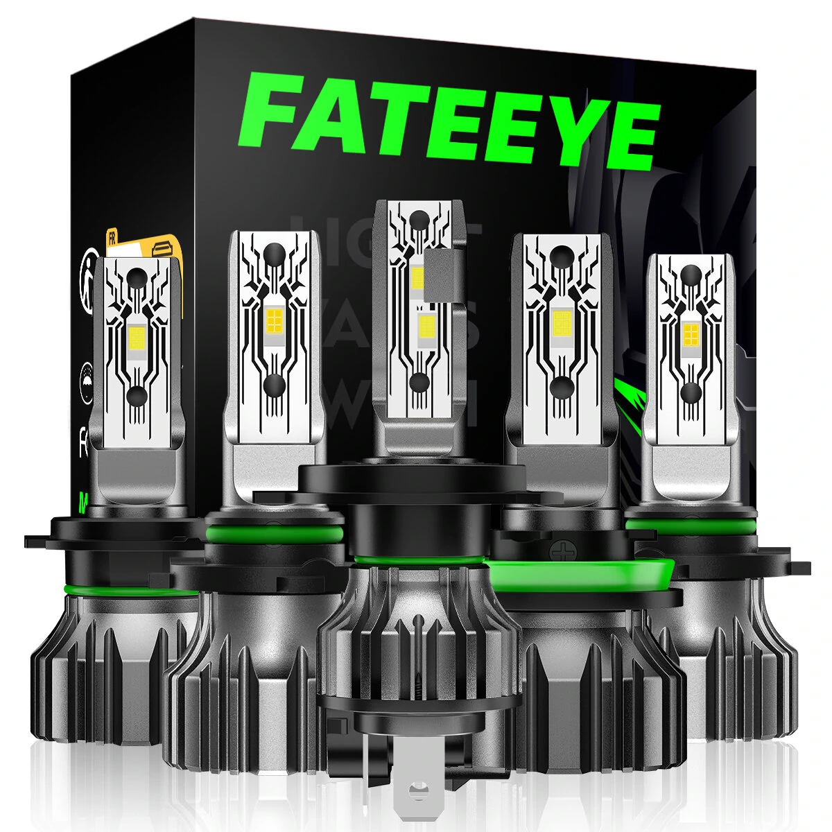 FATEEYE A700-F1 DC 9V-18V Car LED Headlight Bulbs 10000LM/ Pair for Car Modification 6500K Front LED Headlamp High Low Beam — view 2
