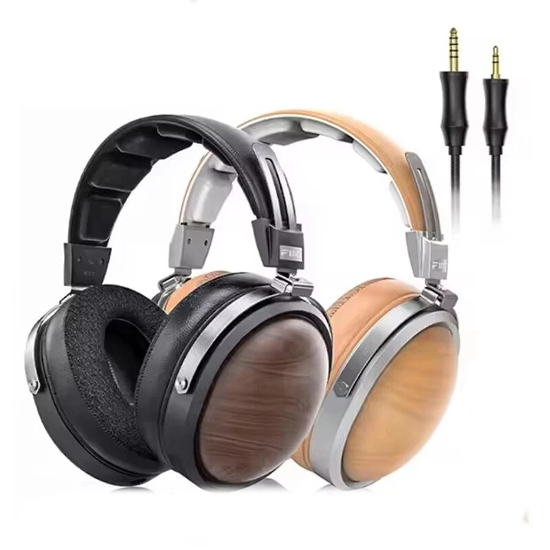 FiiO FT1 Closed-Back Headphone 3.5mm 4.4mm Wired Headset 60mm Large Dynamic Driver Hi-Res Audio American Black Walnut Wood Ear Cups Monitors Headphones — view 2