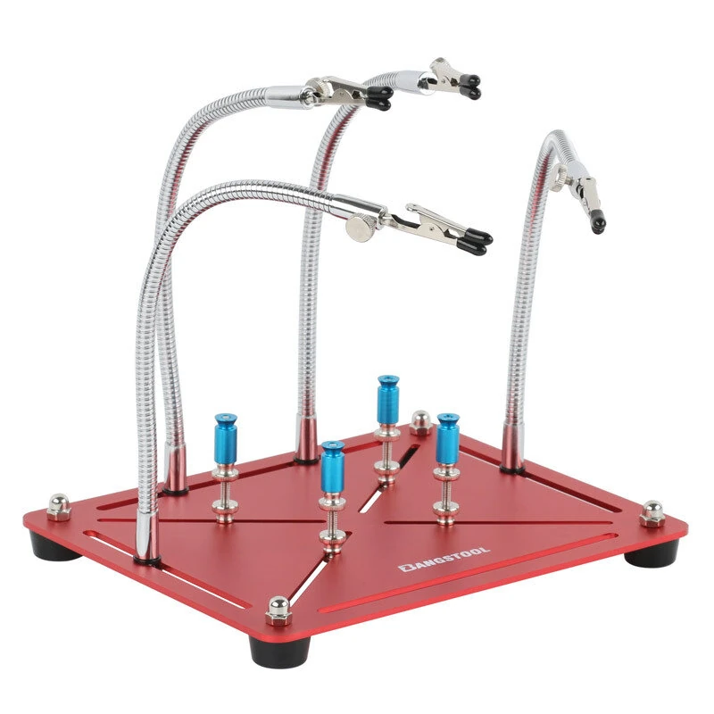 Flexible PCB Holder Soldering Tool Soldering Hand Set Heat Resistant Metal Arms Stainless Steel Base Adjustable Clamping Height 360° Rotatable Clips Multitask Assembly Repair Platform — view 4
