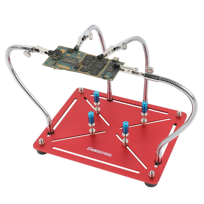 Flexible PCB Holder Soldering Tool Soldering Hand Set Heat Resistant Metal Arms Stainless Steel Base Adjustable Clamping Height 360° Rotatable Clips Multitask Assembly Repair Platform — view 5