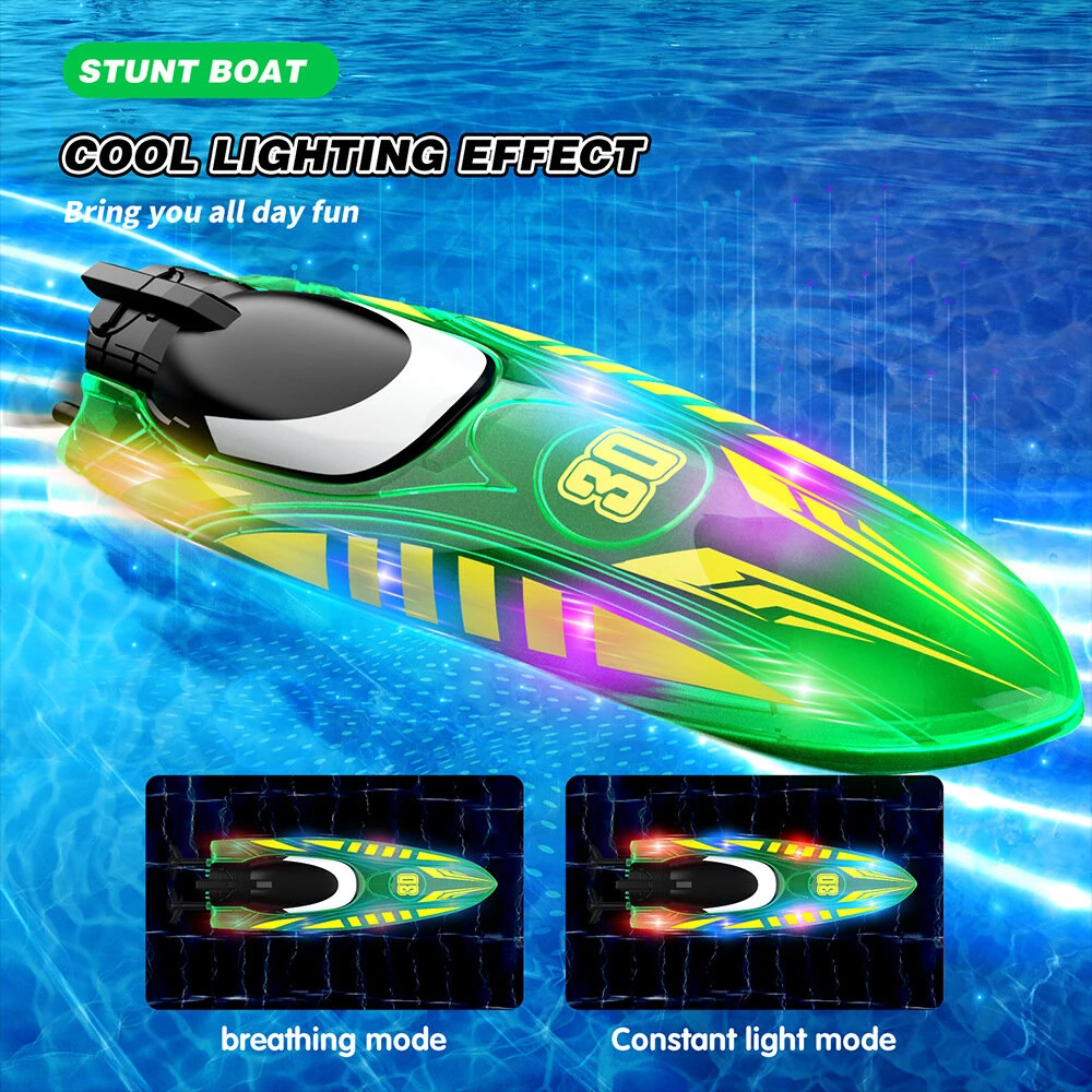 Flytec V777 RTR 2.4G RC Boat Double-sided Rotary Forward Stunt Driving Glowing LED Lights Ship High Speed Remote Control Vehicles Models Toys — view 9