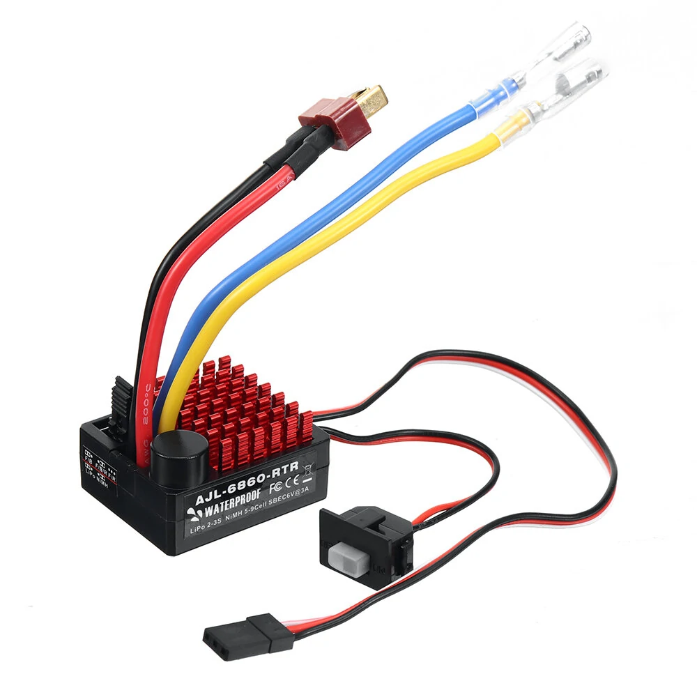 FLYUEACE 6860 Brushed ESC 60A Waterproof Crawler Speed Controller with BEC RC Vehicles Cars Boats Tanks Models Parts — view 2