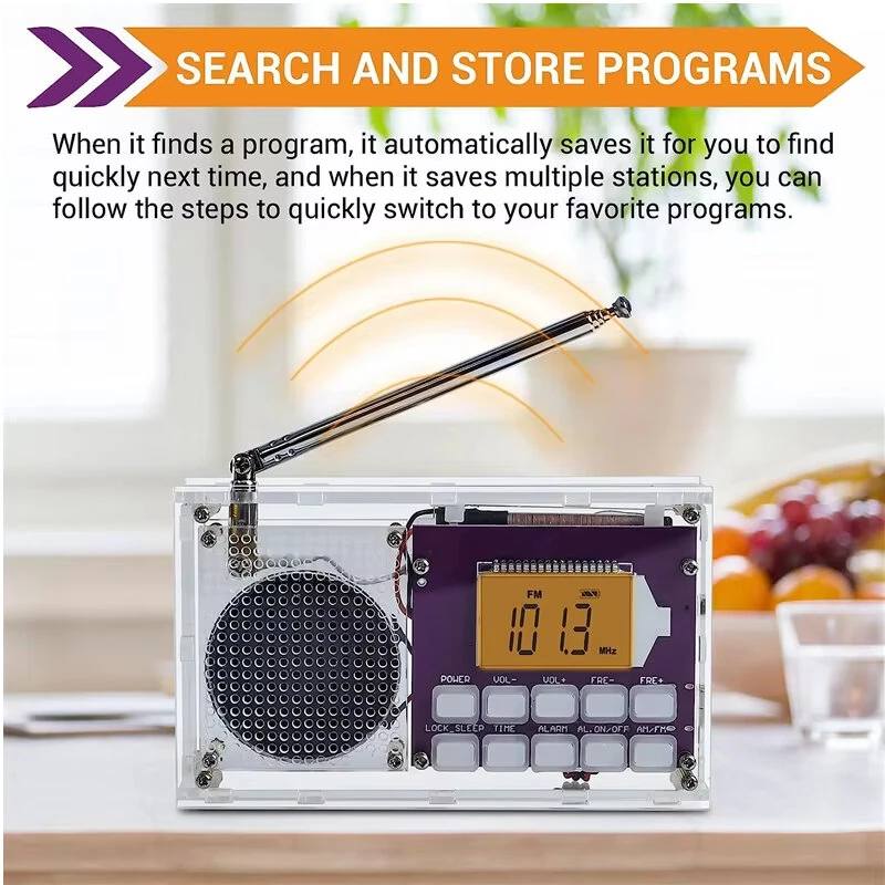 FM/AM/SW Frequency Modulation and Amplitude Digital Clock Radio Receiver Unassembled DIY Electronics Kit — view 4