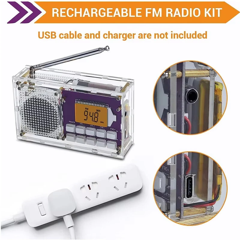 FM/AM/SW Frequency Modulation and Amplitude Digital Clock Radio Receiver Unassembled DIY Electronics Kit — view 5