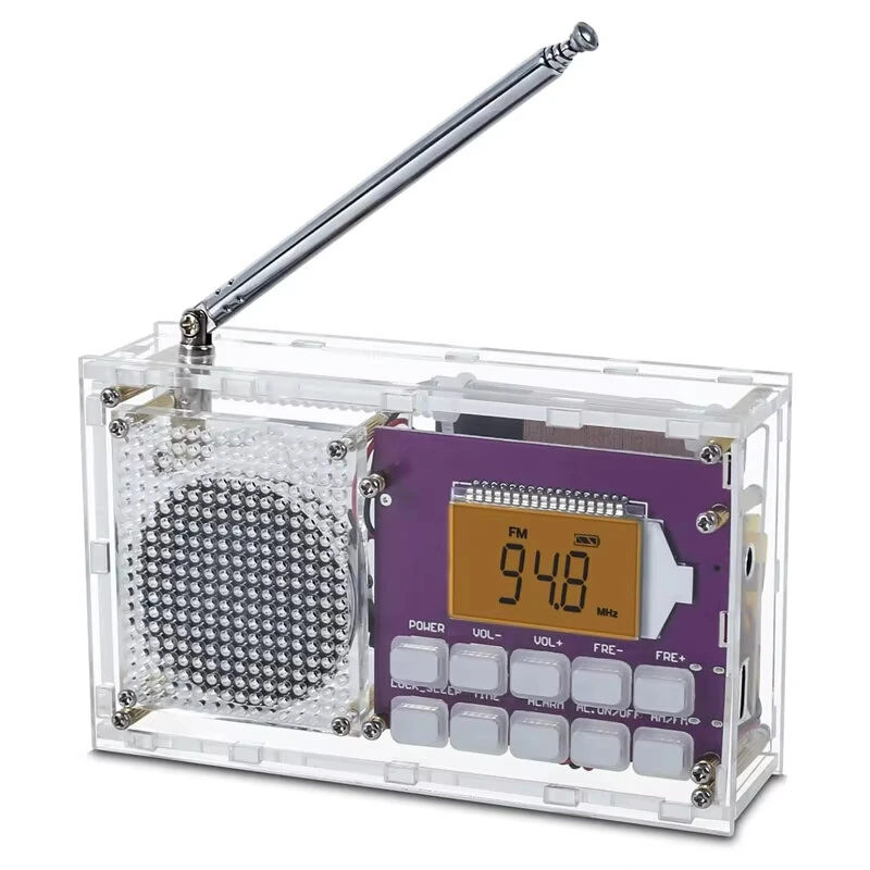 FM/AM/SW Frequency Modulation and Amplitude Digital Clock Radio Receiver Unassembled DIY Electronics Kit — view 7