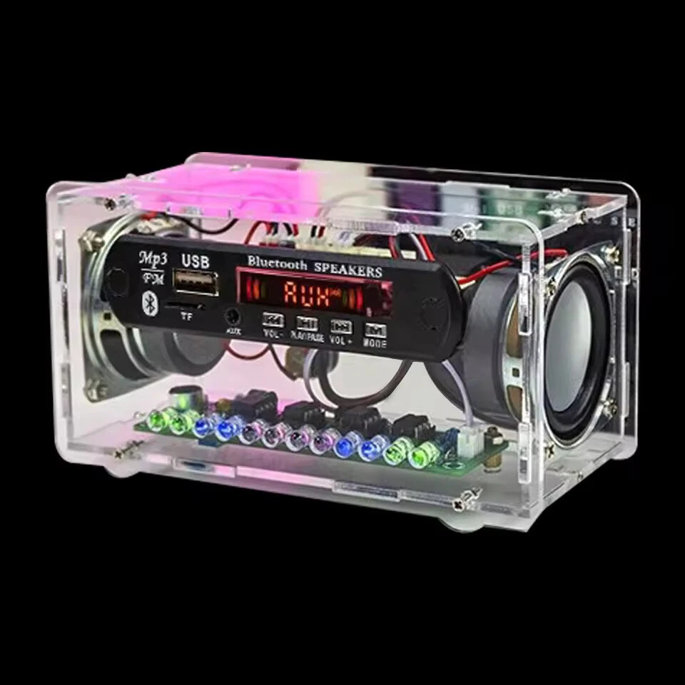 FM Radio DIY Electronics Kit Bluetooth 5.0 Speaker with Voice-activated Level Indicator DIY Electronic Kit DC5V Bluetooth Speak — view 3