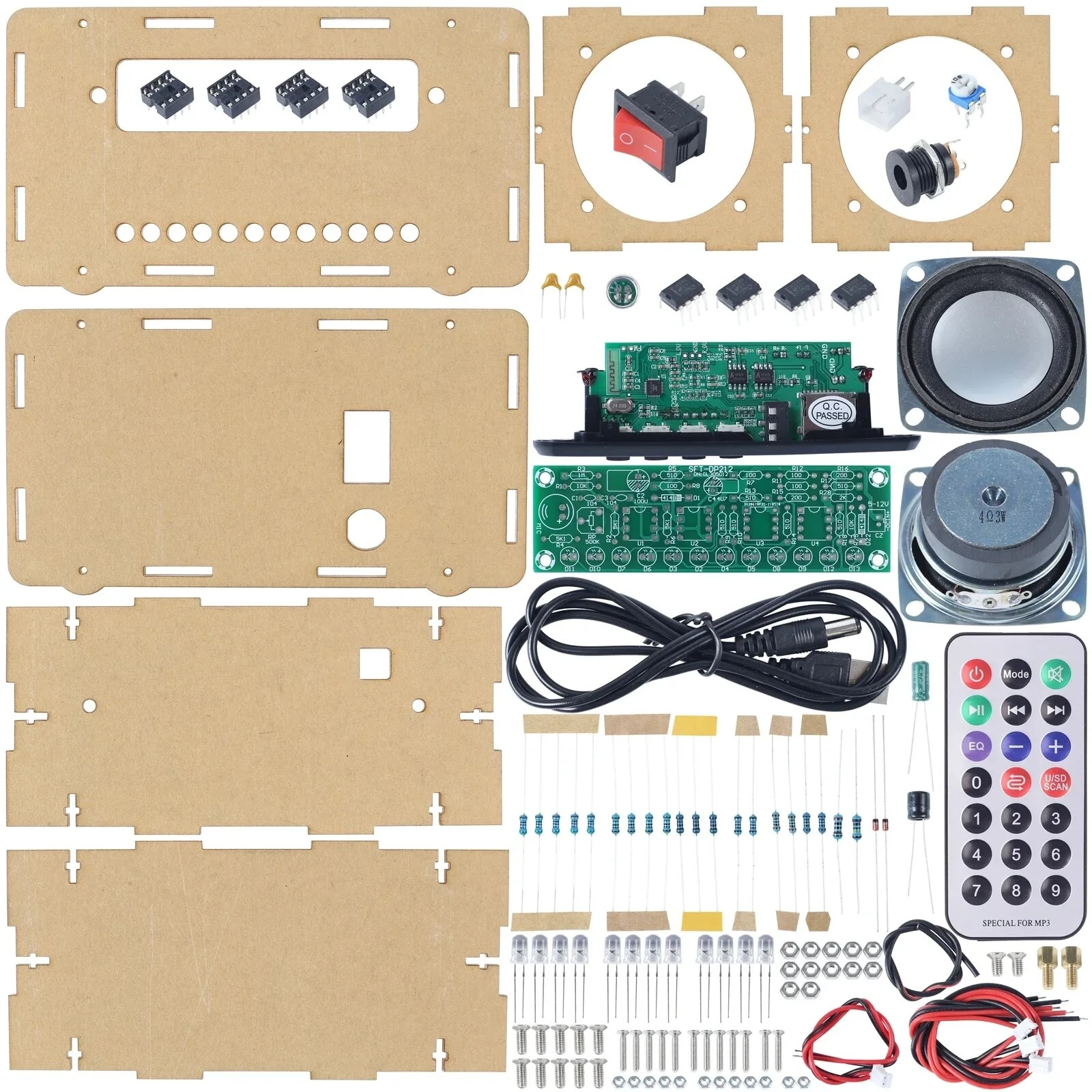 FM Radio DIY Electronics Kit Bluetooth 5.0 Speaker with Voice-activated Level Indicator DIY Electronic Kit DC5V Bluetooth Speak — view 4