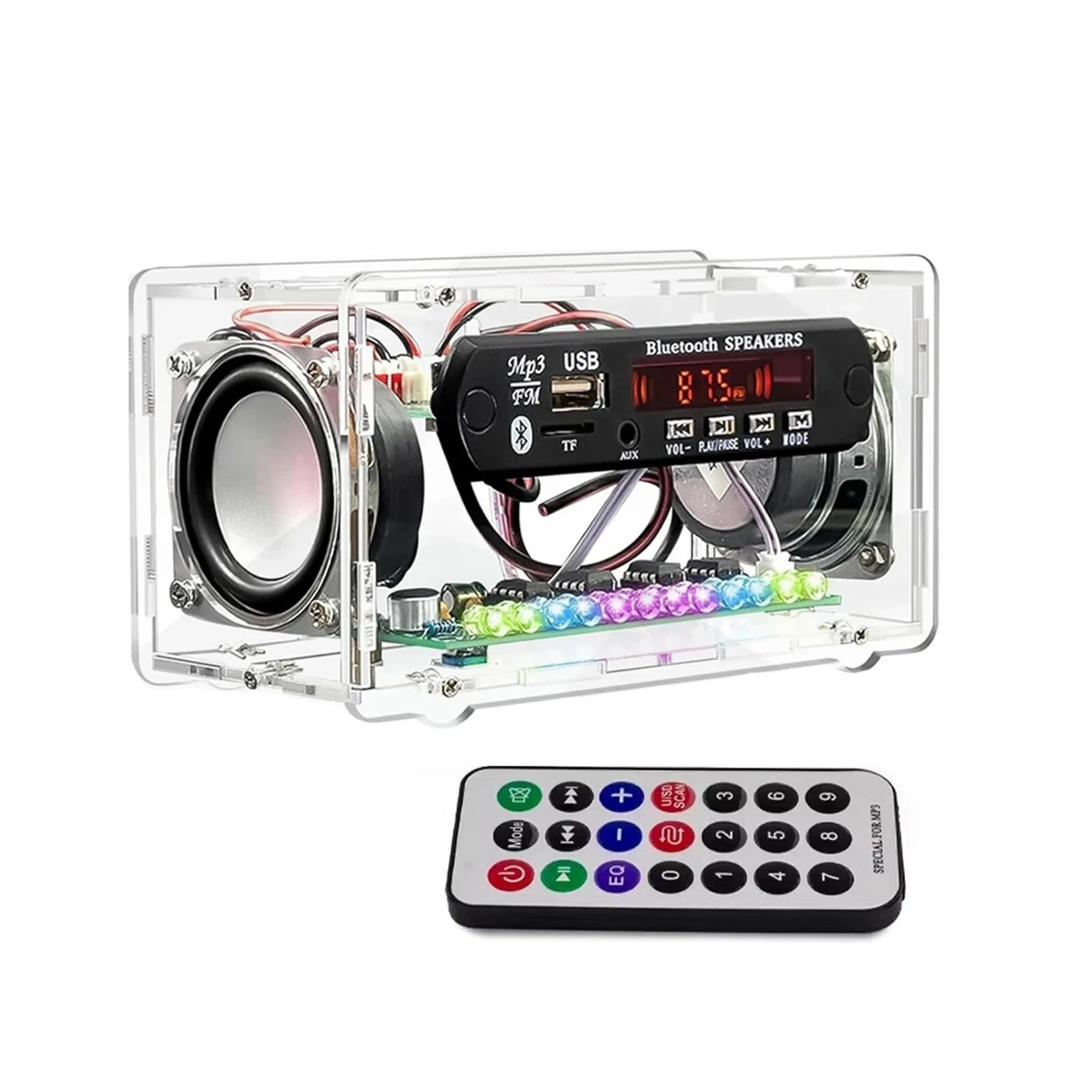 FM Radio DIY Electronics Kit Bluetooth 5.0 Speaker with Voice-activated Level Indicator DIY Electronic Kit DC5V Bluetooth Speak — view 6