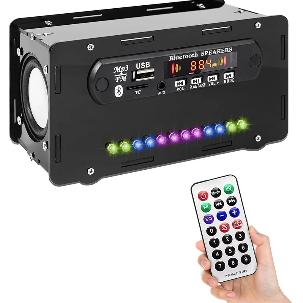 FM Radio DIY Electronics Kit Bluetooth 5.0 Speaker with Voice-activated Level Indicator DIY Electronic Kit DC5V Bluetooth Speak — view 7