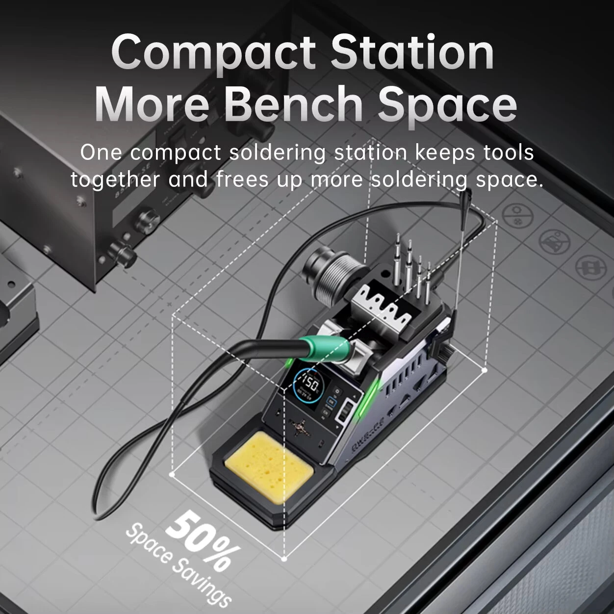 FNIRSI DWS-P2 Soldering Station Kit 100W USB C Digital Welding Station 1.54 Inch TFT Screen F245 F210 Tips PD Charger Included — view 3