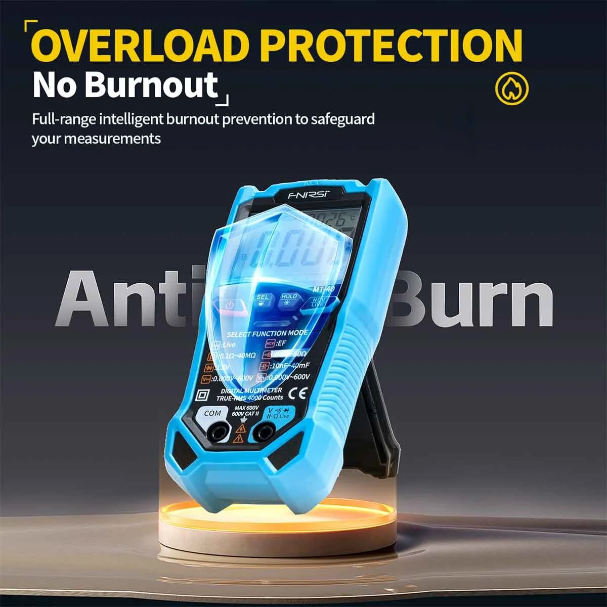 FNIRSI MT-40 Smart Digital Multimeter True RMS Auto Range 600V High Precision with Backlit LCD Diode Testing Overload Protection — view 5