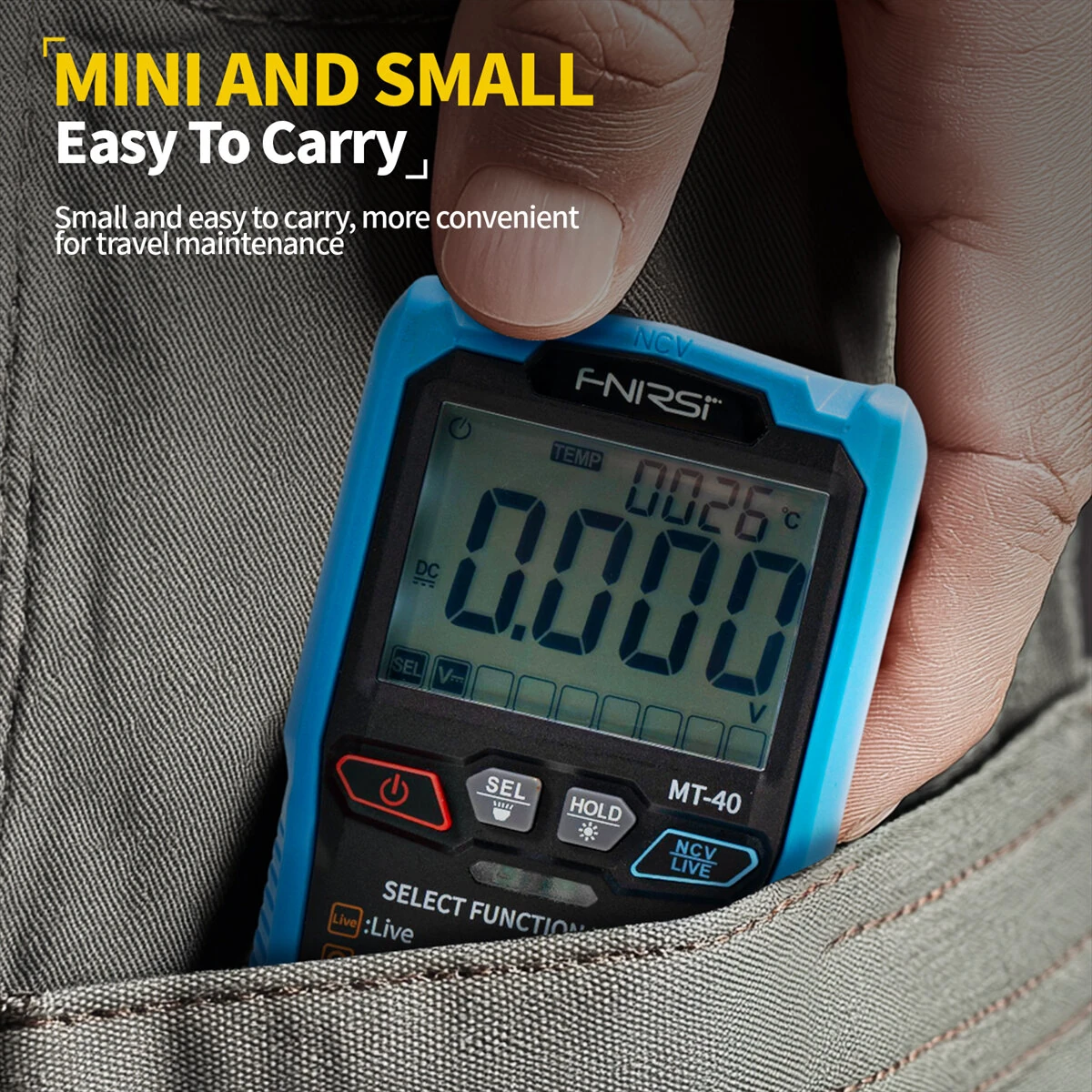 FNIRSI MT-40 Smart Digital Multimeter True RMS Auto Range 600V High Precision with Backlit LCD Diode Testing Overload Protection — view 7