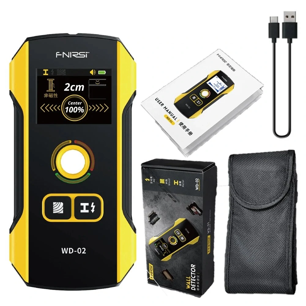 FNIRSI WD-02 metal Detector Wall Detector Scanner Wooden AC Wires metal Pipes Rebars Detecting Tool Indicator Light Positioning — FNIRSI