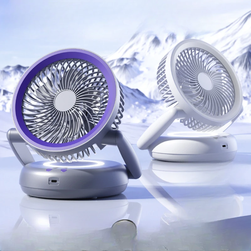 Foldable Air Circulation Fan with Night Light for Dormitory Office 360° Rotational Airflow Desktop Electric Fan 5 Wind Speed Adjustable — view 4