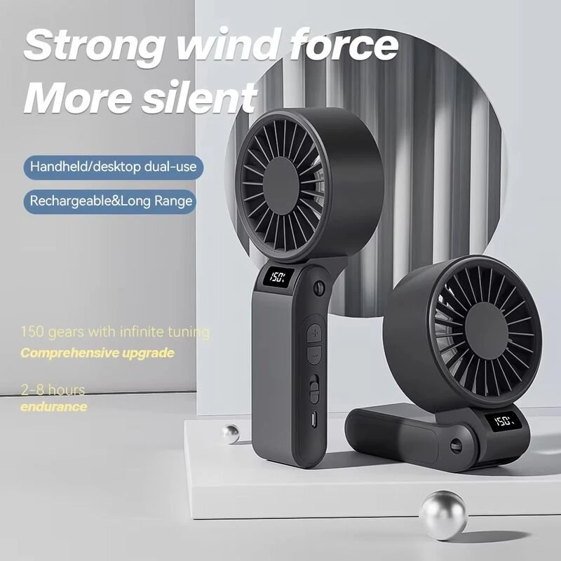 Foldable Handheld Fan 150 High Speed Adjustable Noise Free USB Rechargeable 5000mAh Lightweight Design Cooling — view 6