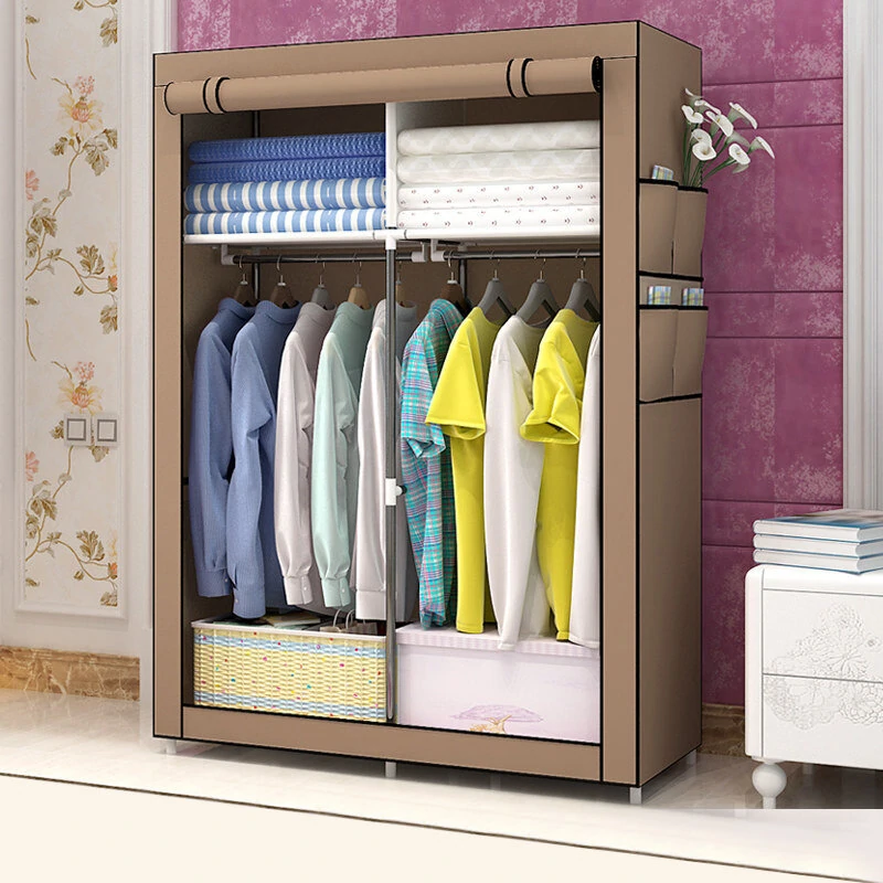 Foldable Mobile Textile Wardrobe Fabric Cupboard Folding Cupboard Wardrobe for Home Bedroom — view 6