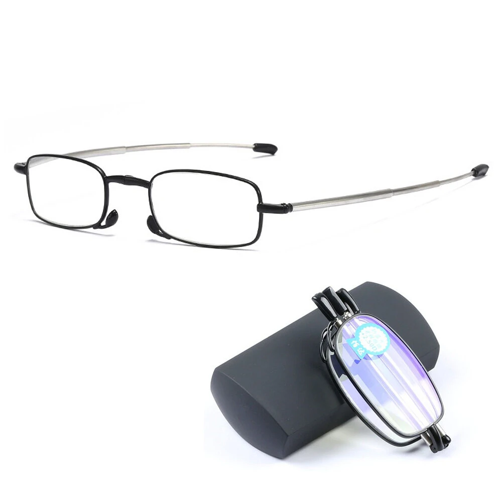 Foldable Reading Glasses Men Women Metal Frame Blue Light Resistant EyeGlasses with Bag Prescription Eyewear +1.5 To +3.5 — view 2