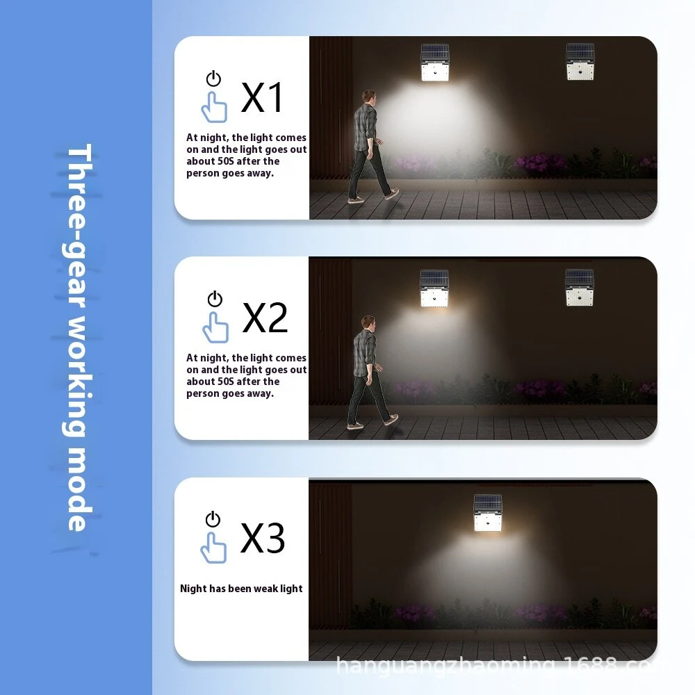 Foldable Solar Motion Sensor Wall Light Outdoor Yard Garden Lamp 3 Modes LED Floodlight Induction Compact Outdoor Security Lamp — view 6