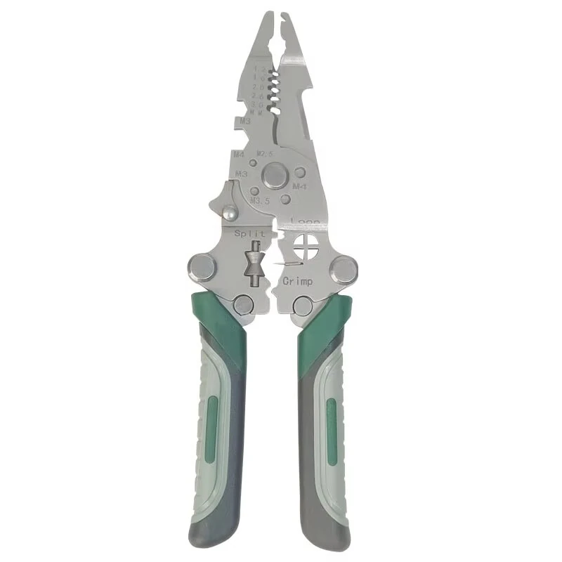Foldable Wire Stripper Multifunctional Crimping Pliers Anti Slip Handle Metal Construction Precision Cutting Electrical Tool Adjustable Wire Diameter Scale Markings