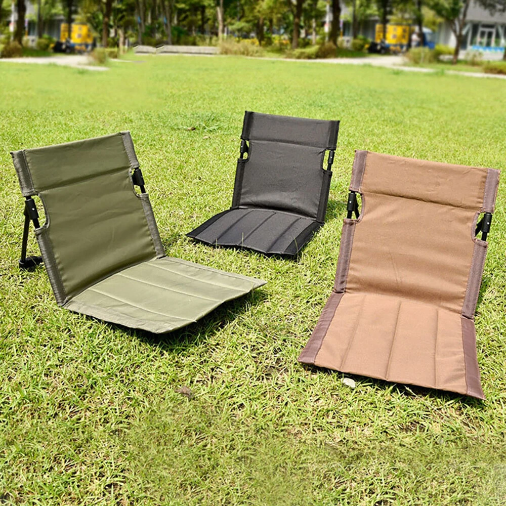 Folding Chair New Lightweight Foldable Beach Chair With Backrest Camping Seat Outdoor Beach Garden Lounger Portable Chair Floor Mat Lawn Chair