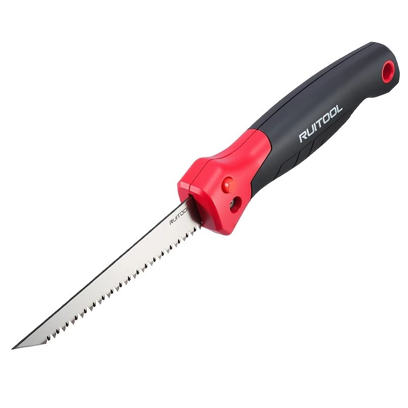 Folding Jab Saw 6 Inch 3 Edged Tooth 8 TPI Drywall Cutter Compact Keyhole Saw Non Slip Grip Manganese Steel Blade for Precise Drywall Wood Wallboard Cutting Manual Hand Tool