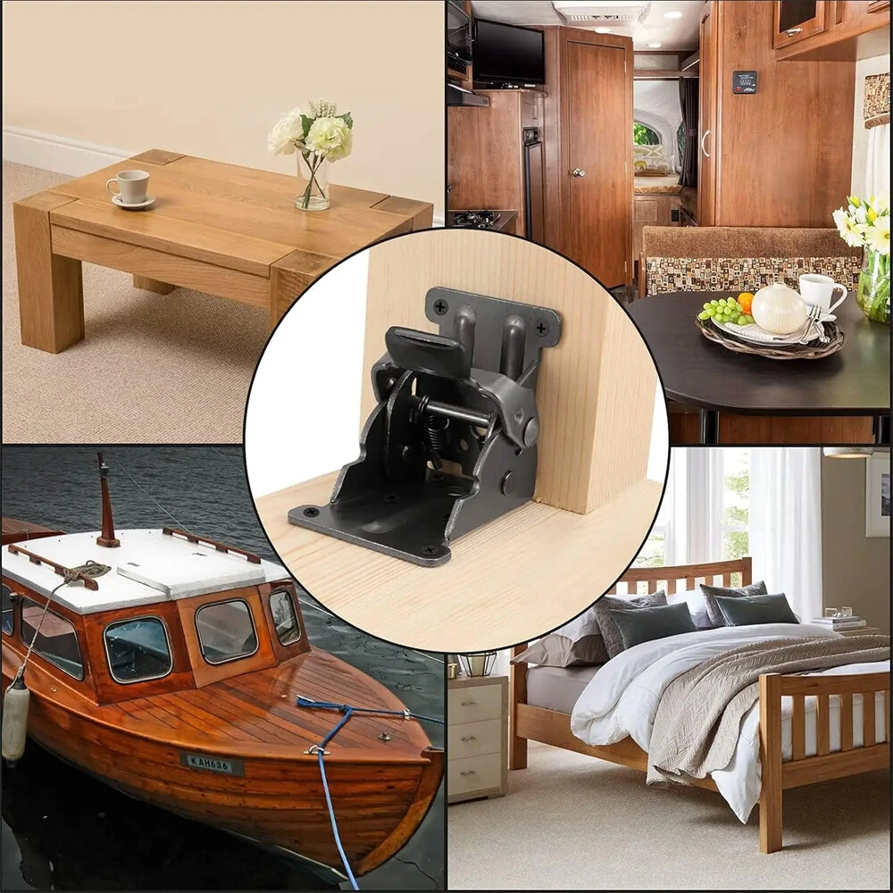 Folding Self Lock Bracket Locking Hinge Steel Plate 90 Degree Heavy Duty Table Bed Leg Support DIY Furniture — view 3