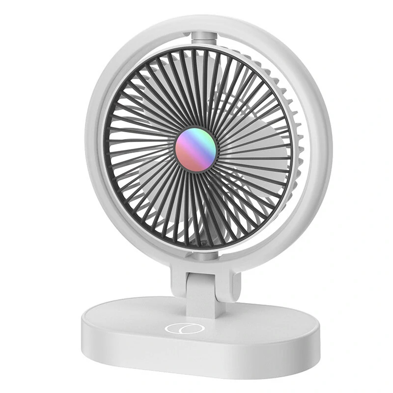 Folding Small Fan Portable Home Mute USB Desktop Charging Three Level Atmosphere Night Light Small Electric Fan — view 11