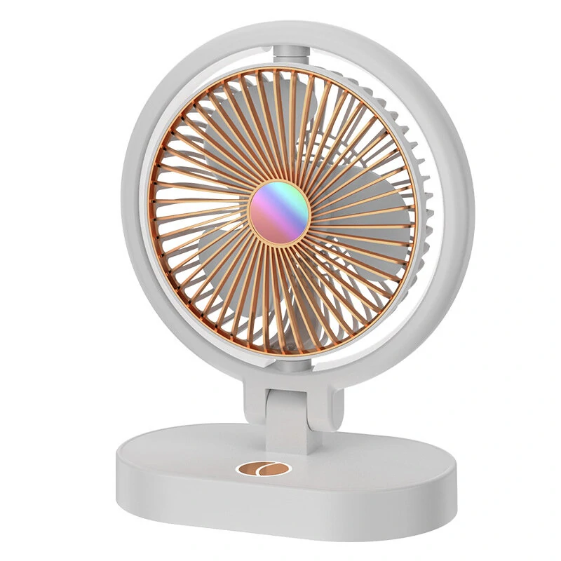 Folding Small Fan Portable Home Mute USB Desktop Charging Three Level Atmosphere Night Light Small Electric Fan — view 3