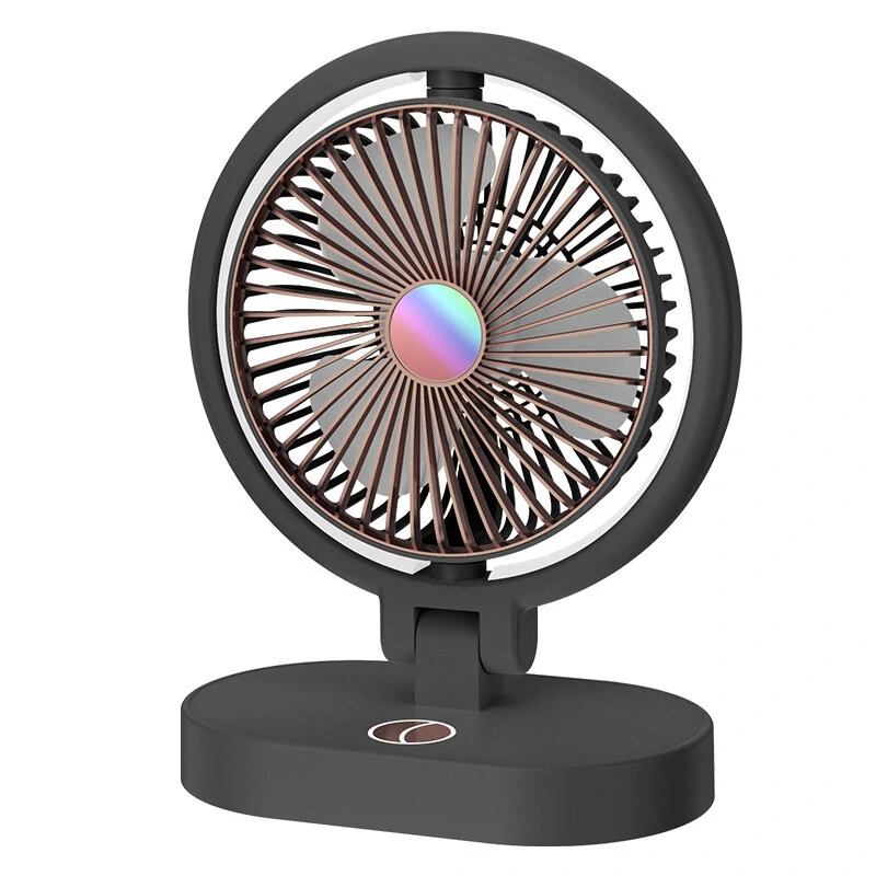 Folding Small Fan Portable Home Mute USB Desktop Charging Three Level Atmosphere Night Light Small Electric Fan — view 4