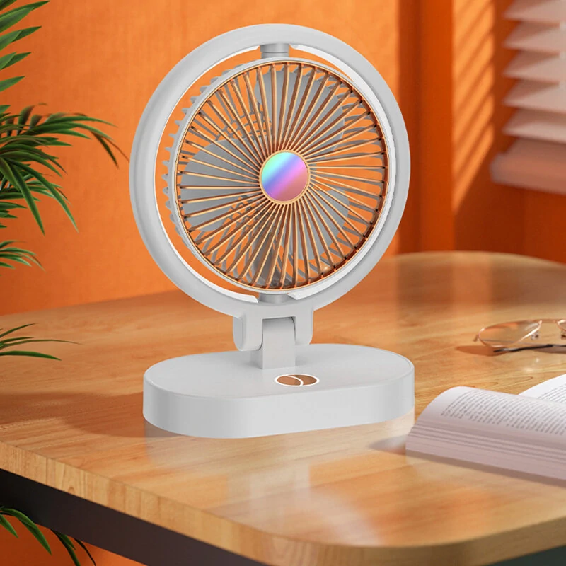 Folding Small Fan Portable Home Mute USB Desktop Charging Three Level Atmosphere Night Light Small Electric Fan — view 9