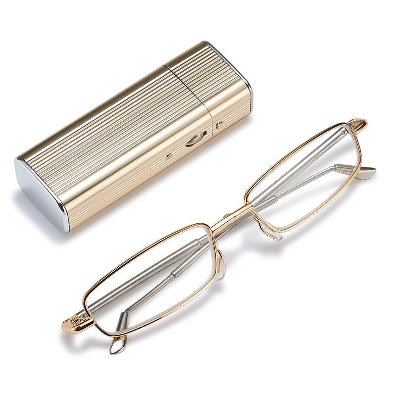 Folding Stretching Presbyopia Glasses Portable Anti Blue Light Reading Glasses Ultra-light Anti-fatigue Presbyopia Glasses Lighter Case — image 1