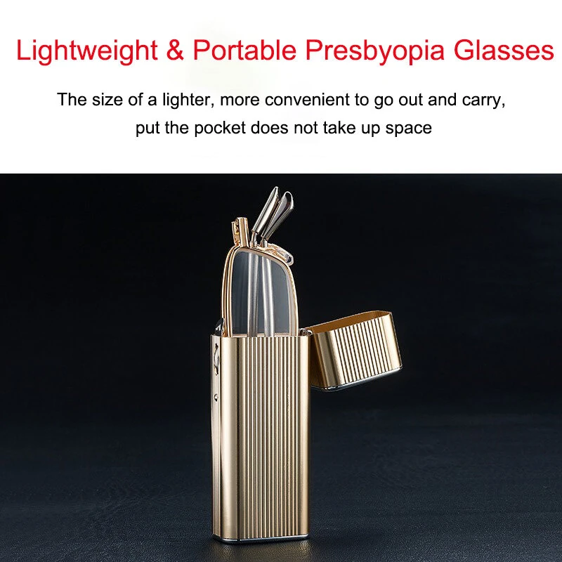 Folding Stretching Presbyopia Glasses Portable Anti Blue Light Reading Glasses Ultra-light Anti-fatigue Presbyopia Glasses Lighter Case — view 4