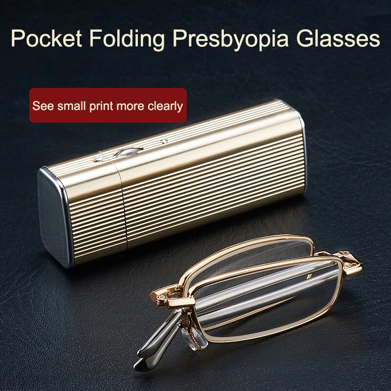 Folding Stretching Presbyopia Glasses Portable Anti Blue Light Reading Glasses Ultra-light Anti-fatigue Presbyopia Glasses Lighter Case — view 5