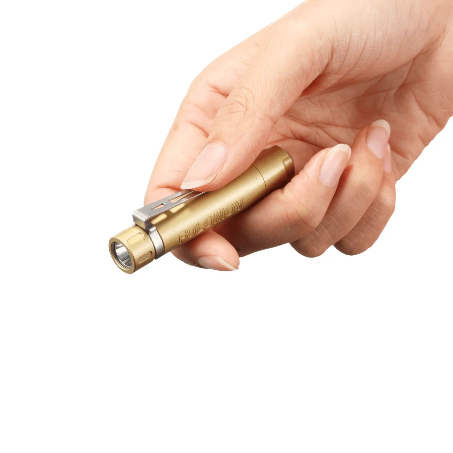 Folomov EDC C1 400lm High CRI 98 EDC Clip Flashlight 10440 Mini Size Compact Portable LED Torch Brass & Aluminum Outdoor EDC Survival Tool — view 5